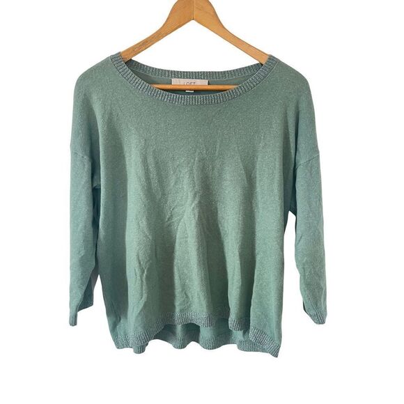 LOFT Mint Green Linen Blend Lightweight Sparkle Detail Sweater - Picture 1 of 6